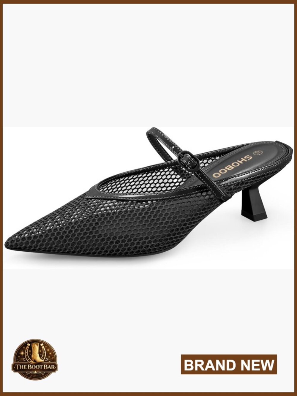Mesh Kitten Heel Pumps with Strap, Pointed Toe Slip On Dress Sandals